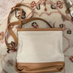 Gorgeous J. Crew leather and canvas tote- interior pocket.